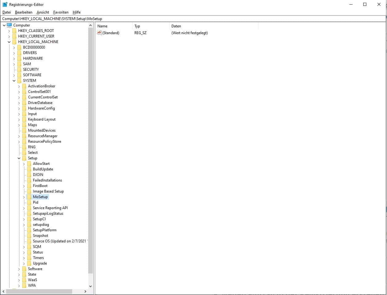 Registry Eintrag Windows 11 Setup